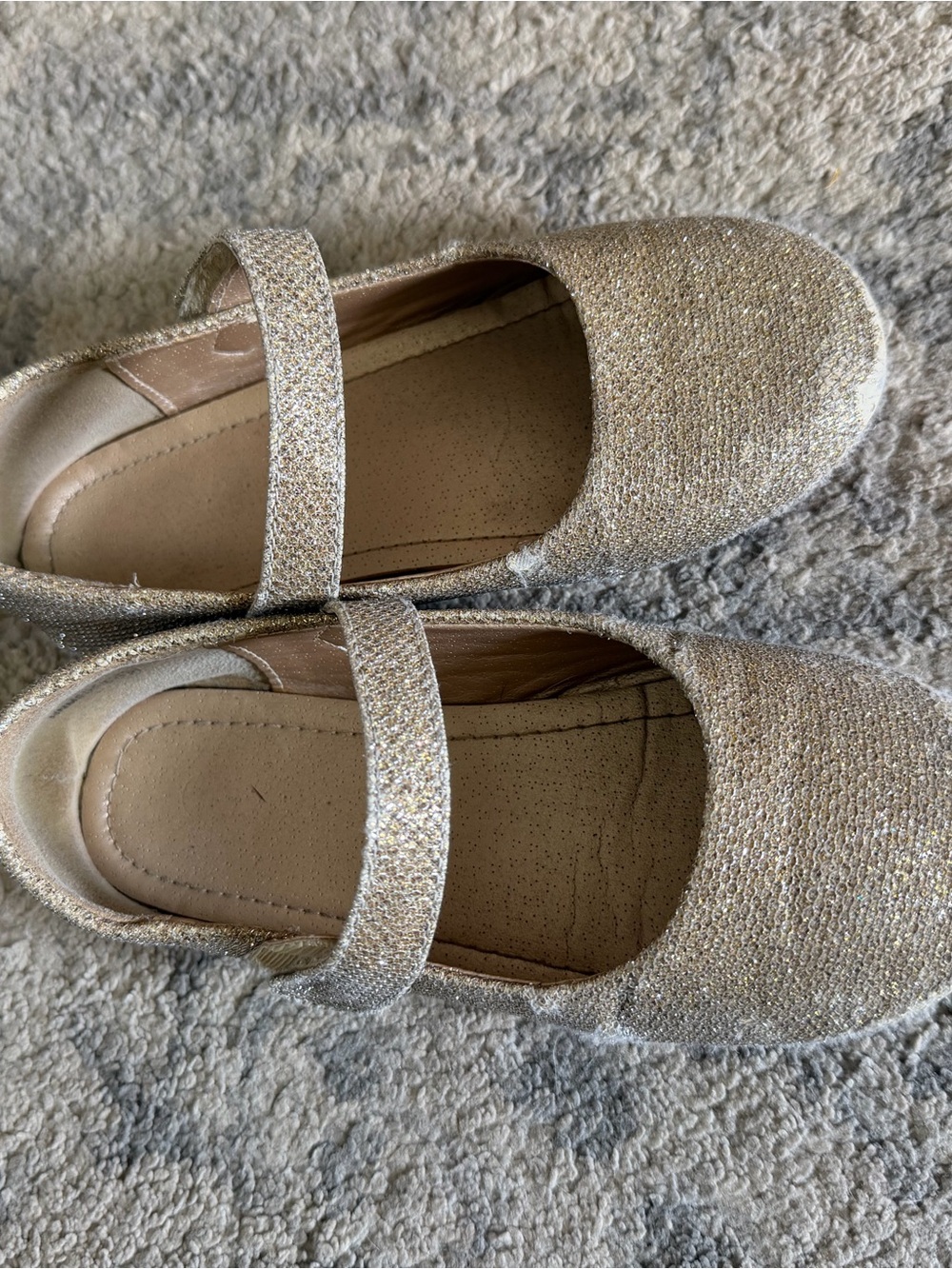 Sparkle Mary Jane Flats in Champagne Gold - Girls